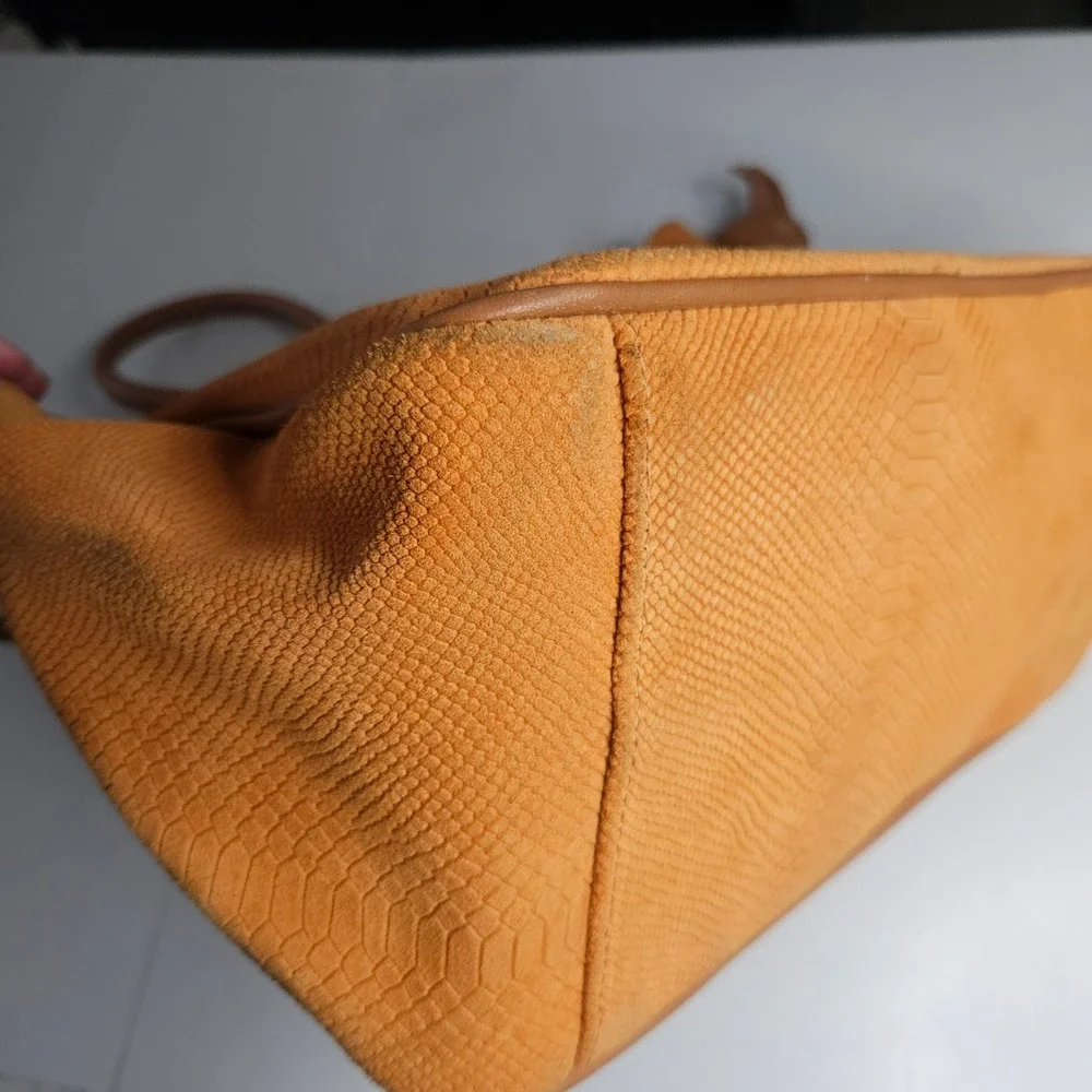 Sundance Orange Snakeskin Embossed‎ Leather Shoulder Bag Made in Italy Boho Hobo